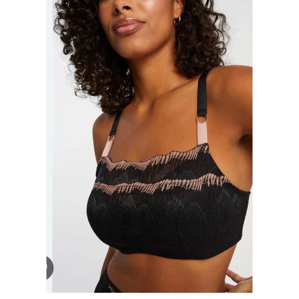 Montelle Dolce Vita Black Underwire Bandeau Bra sz 40E (DD) NWT